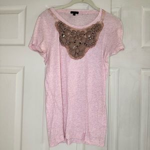 Women’s J Crew jewel neckline t shirt. Size xrta small